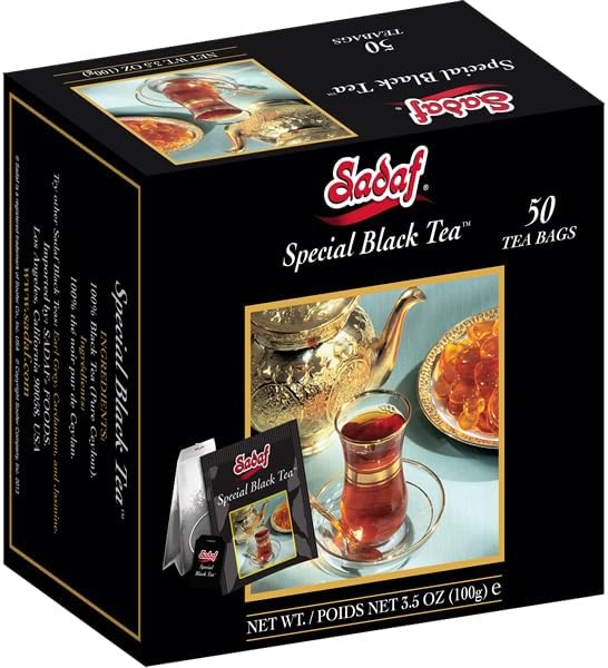 Sadaf Special Black Tea Bags - Pure Ceylon Black Tea - Product harvested in Sry Lanka - Kosher - 50 Bags