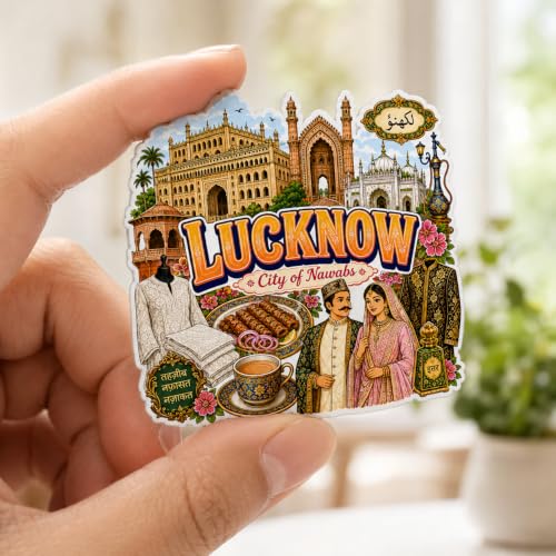 Image of Zesta Wooden Fridge Magnets Set | Refrigerator Decor Magnets for Kitchen | India Souvenir Fridge Magnet Collection | Wooden Magnet for Fridge Door Decoration (Lucknow)