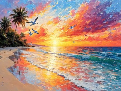 Peinture diamant coucher de soleil pour sublimer votre salon avec une décoration murale 5D