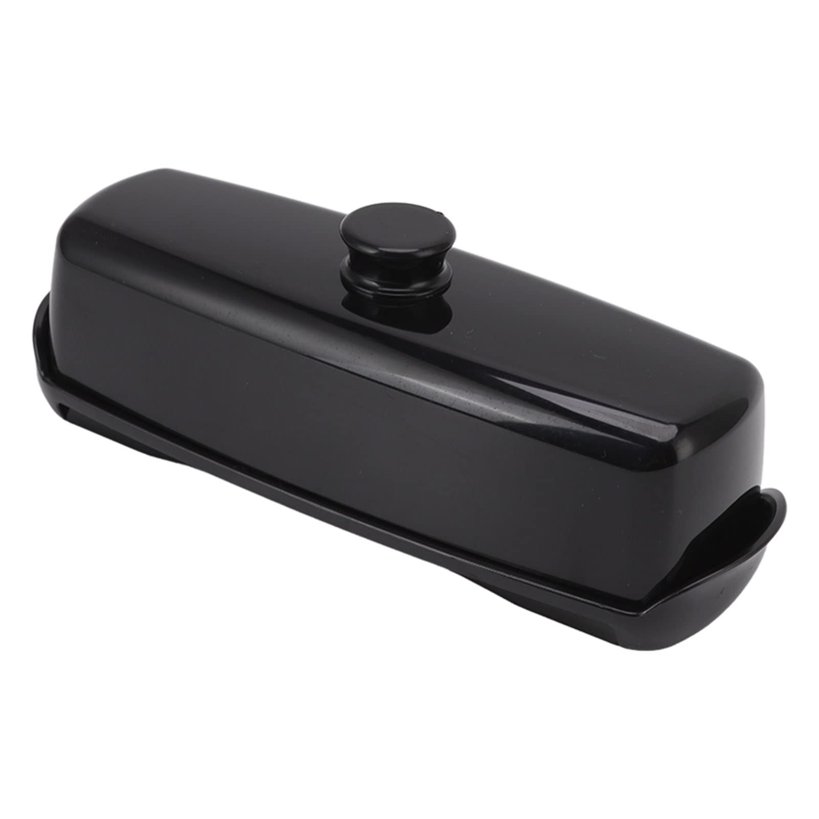 Glass Butter Dish with Lid and Knife, French Butter Dish with Handle, Keep Butter, Butter Dish Butter Keeper for Countertop, Easy Scoop, Dishwasher (Black)
