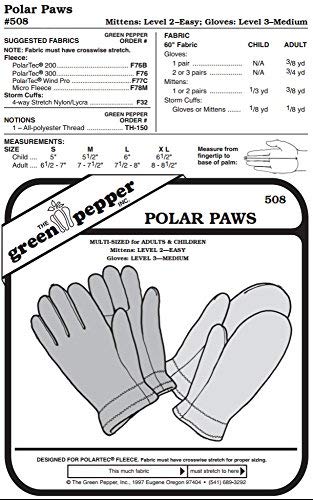 Polar Paws #508 For Adults and Children Gloves Mittens Sewing