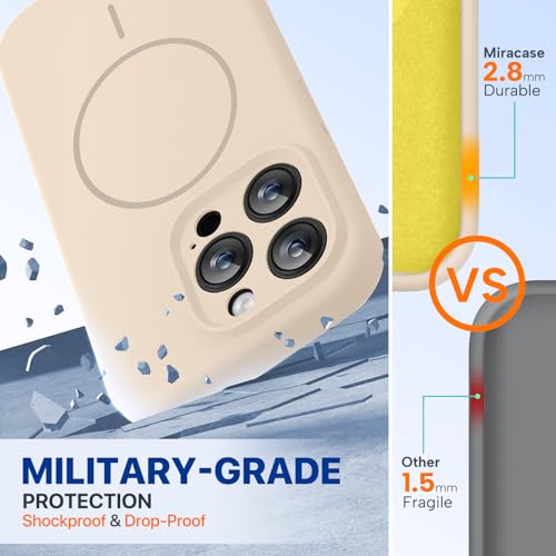 Image of Miracase Magnetic for iPhone 15 Pro Case, [Soft Anti-Scratch Microfiber Lining], Compatible with MagSafe, Liquid Silicone Shockproof Drop Protection Phone Case for 15 Pro, Sand