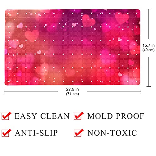 Tapis de bain antidérapant cœur rouge rose douche ventouse - 5