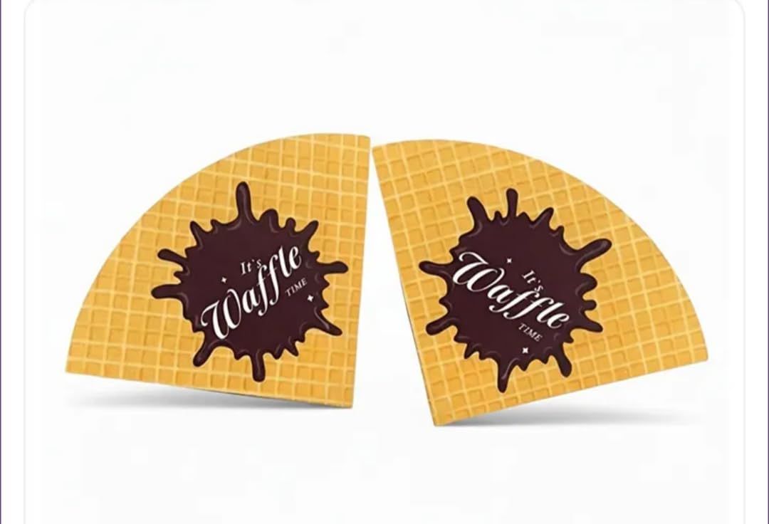Brown Cone-Shaped Waffle Pouch with Gloss Coating, Artpaper Waffle Texture Packaging for Crepes & Snacks, 5x5x5 Inch (Brown), Pack of 25-image-10