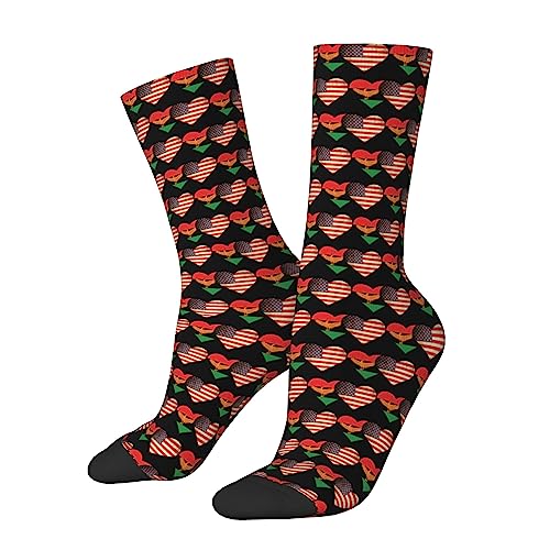 Oudrspo Drapeau de la Zambie et drapeau américain Chaussettes unisexes funky Chaussettes décontractées