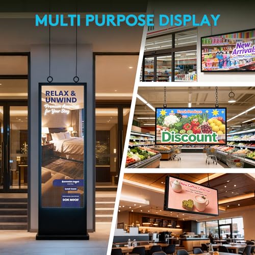 Image of P5 LED Sign 39x14 inch, WiFi Programmable LED Display Board,Full Color RGB Advertising Sign Scrolling Message Board for Business Supports Video Image Text for Store Commercial Display