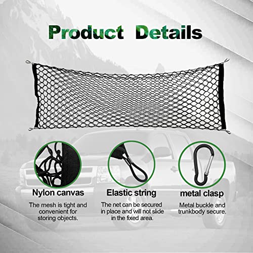 Cargo Net For Pickup Truck Bed, Elastic Mesh Net Organizer With 4 Hooks, Compatible With Ford F150, Gmc, Truck Cargo Organizer Storage Nylon Universal Heavy Duty Net Fit 52Inchx 18Inch Cargo Net #TOP2
