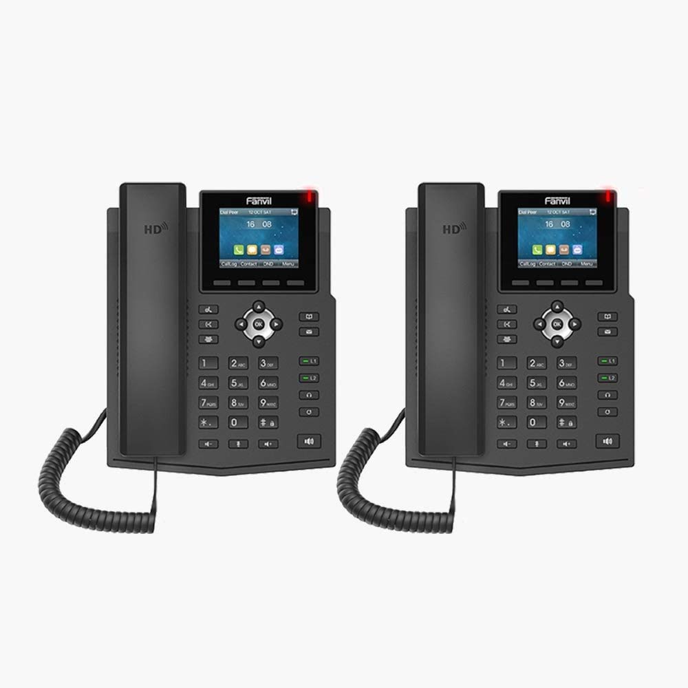Fanvil X3SG IP Phone Gigabit con 4 linee SIP e 2 tasti di linea e display a colori da 2,8 pollici (confezione da 2)