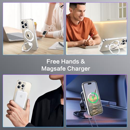Coque transparente pour iPhone 15 Pro avec support de bureau discret argenté