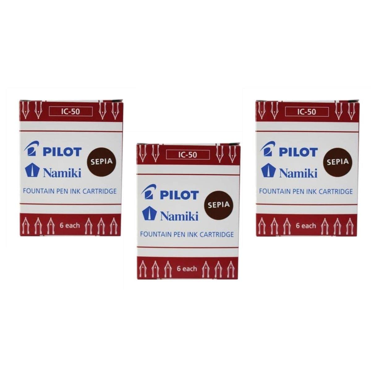 PILOT Pack of 3 x 6 Namiki IC-50 Ink Cartridges for Capless Sepia Pen