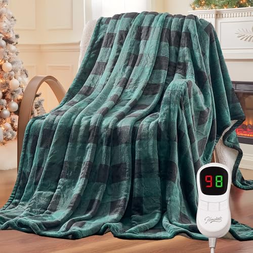 Homemate Electric Blanket Heated Throw - 50“x60“ Ultra Soft Cozy Flannel Heating Blanket with 10 Fast Heat Levels 8 Hours Auto Off Over-Heated Protection ETL Certification Keep Warm in Home Office