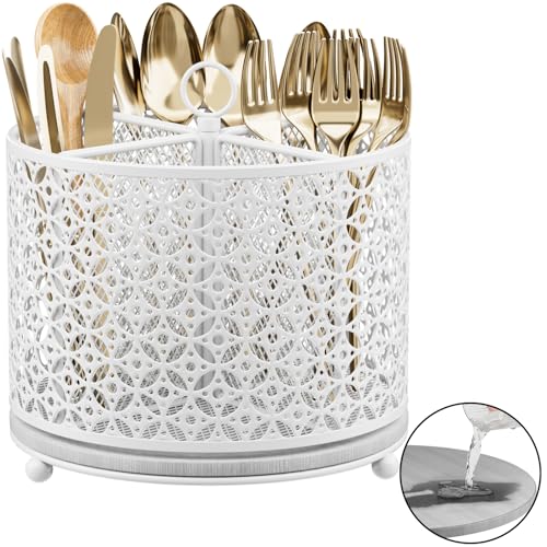 Porte-ustensiles de cuisine rotatif à 360° – Séchage rapide – 4 compartiments –...