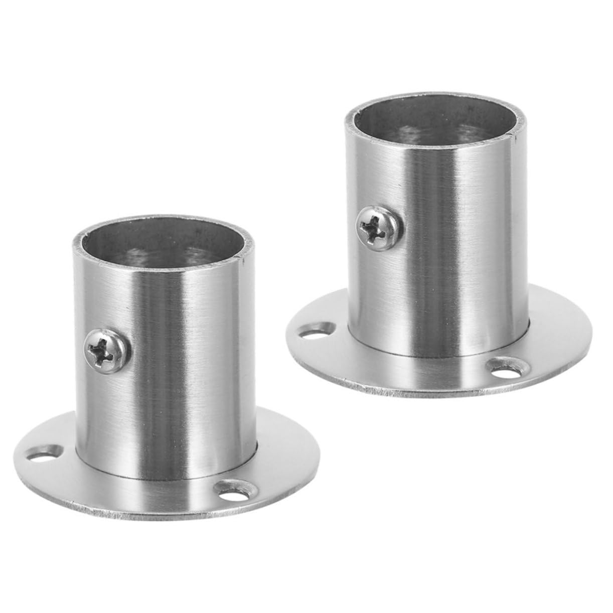 BUGUUYO 2Pcs Heavy Duty Stainless Steel Closet Rod Holders Shower Curtain Supports Easy Installation for Curtain Rods Clothes Racks High Strength Pole Sockets