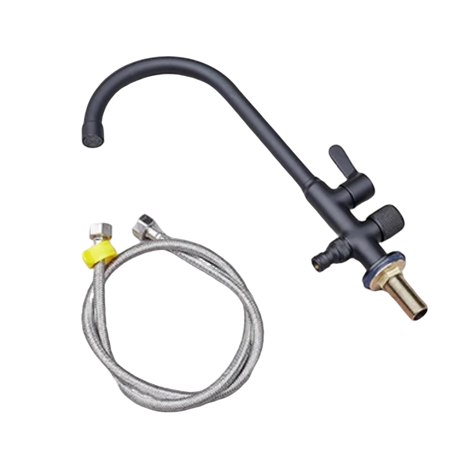 Grifo Exterior Doble Salida Grifo Para Lavadora Y Lavavajillas Latón Solo Agua Fría,Negro