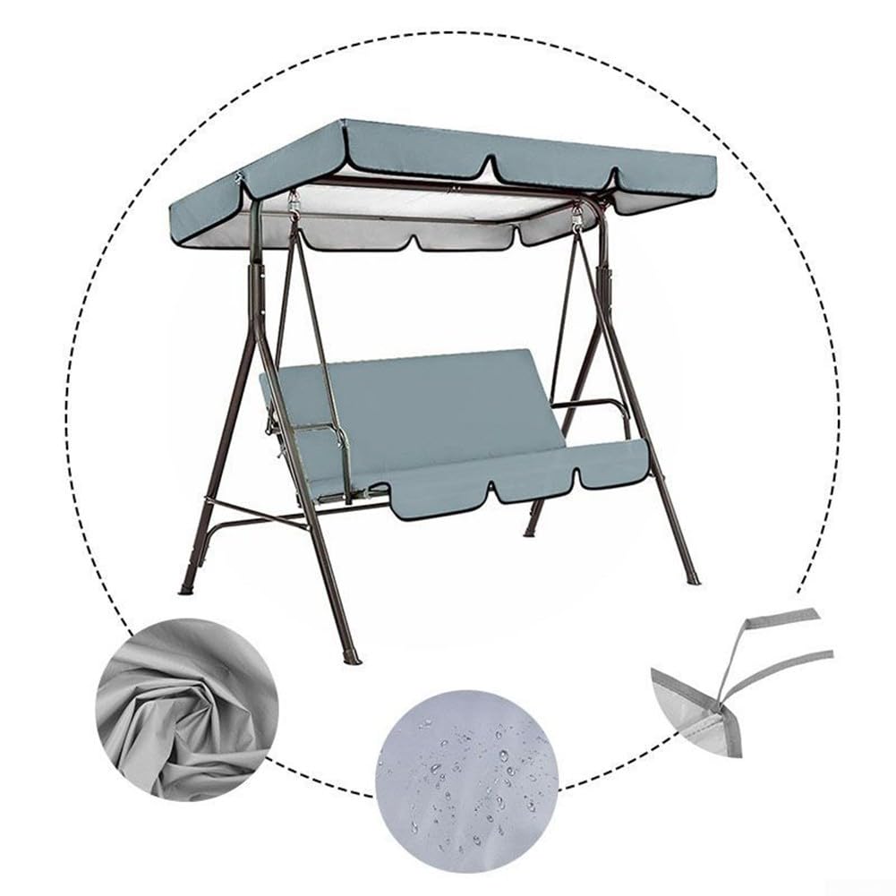 Ensemble de housses de rechange pour balancelle de jardin 3 places avec tissu Oxford imperméable, protection pour meubles de terrasse (gris)