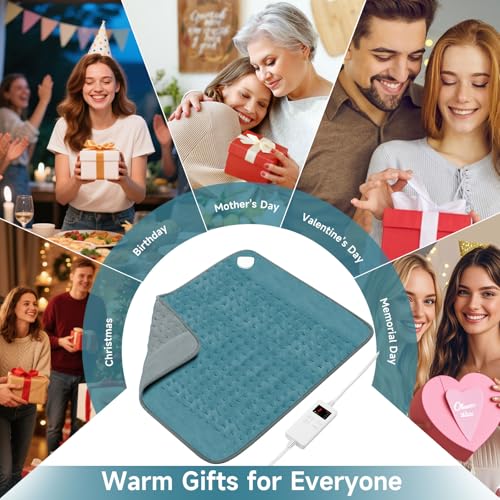 Image of Electric Heating Pad for Back Period Pain & Relax, Christmas Mother Father Day Gifts for Women Mom Older, Portable Heating Pad for Shoulder Neck with 4 Timer & 6 Fast Heat Up