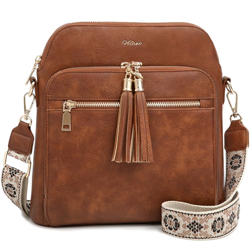 Sac à bandoulière en cuir femme RFID sac à main tendance pompon