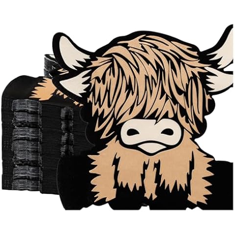 JarThenaAMCS 100Pcs Highland Cow Paper Napkins Cover