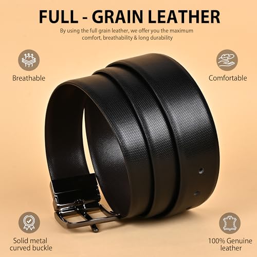 Image of HAYES LONDON Belts for Men Leather Original - Belt for Men Formal with Classic Design, Durable and Italian Reversible Men Belts for All Occasions