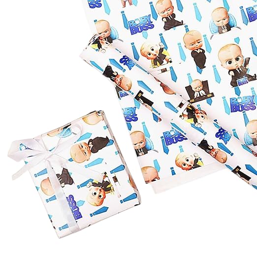 Naayva Boss Baby Theme Gift Wrapping Paper Sheets for Birthday & Kids Party Gifts | Cute Decorative Gift Wrap | Pack of 15