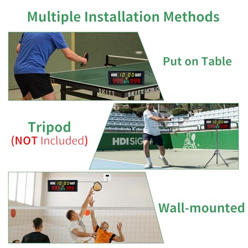 YZ 16” Large Electronic Scoreboard with Remote, Bright LED Scoreboard for Outdoor Games, Digital Scoreboard with Timer Clock, Portable Score Keeper for Football/Basketball/Cornhole/Volleyball