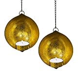 SATVIK 2 Pc Set of Wall Hanging Iron Tea Light Holder for Living Room Foil Paint Votive Sconce Candl