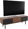 Walnut & Marble TV Stand - AVF TV Floorstand Unit - Dark Wood With Marble Effect Doors, Steel Base Frame, Cable Management - For TVs Up to 65 and 50kg