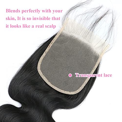 Shining Girl 5X5 Transparent Hd Lace Closure Only Body Wave Hair Closure Invisible Lace 12A Brazilian Virgin Remy Human Hair Frontal Closure 100% Human Hair Extensions Pre Plucked Natural Black 14 Inch thumb #1