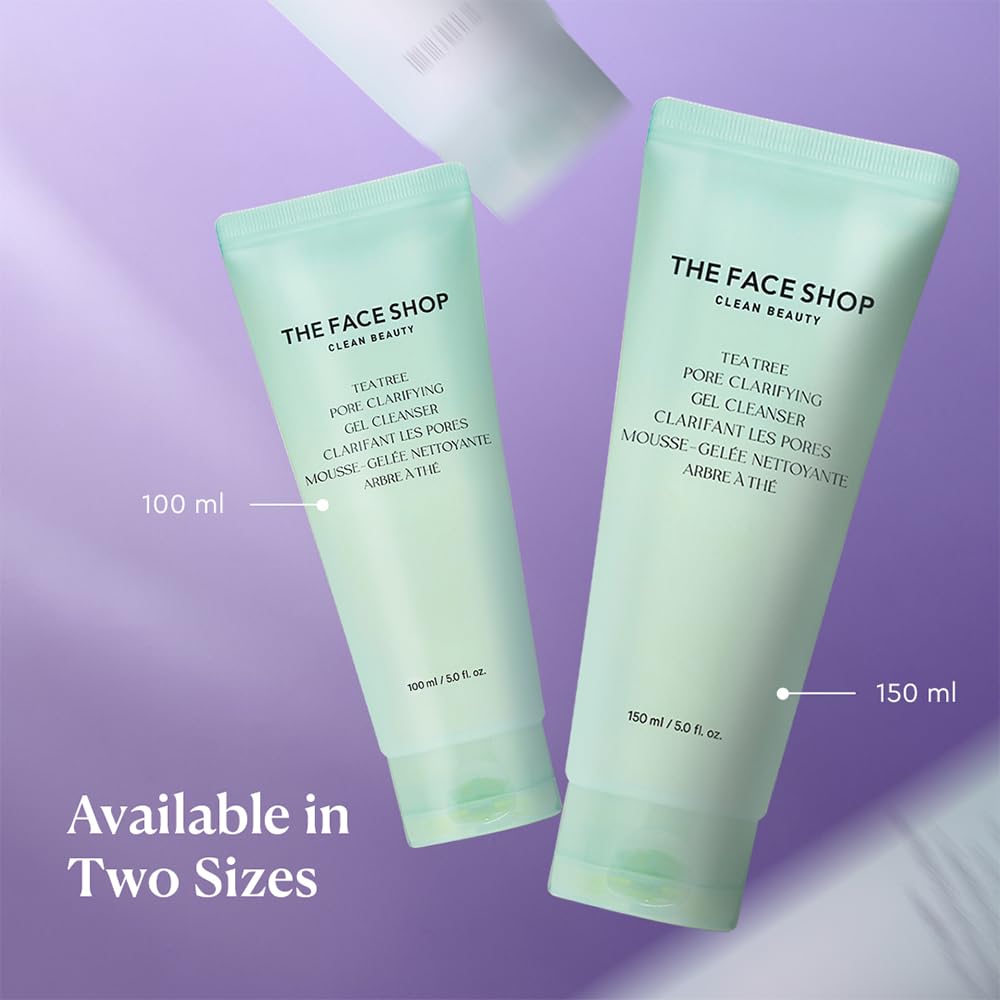 THE FACE SHOP Tea Tree Pore Clarifying Gel Cleanser | Gentle Facial Foam Cleanser for Acne-Prone Skin | Removes Excessive Sebum with Soothing Effect | 5.0 fl. Oz,K-Beauty - Image 6