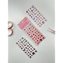 Holografik  i ek ve Kelebek Pembe Paket Tek Yaprak 42 Adet Ta  Sticker Seti/Etiket/ kartma
