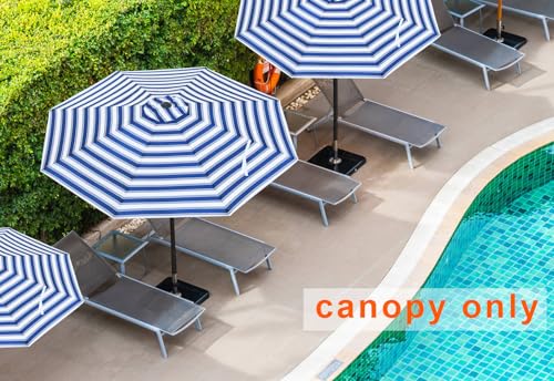 Image of MASTERCANOPY Patio Umbrella 9 ft Replacement Canopy for 8 Ribs-Blue and White Stripes Canopy Only