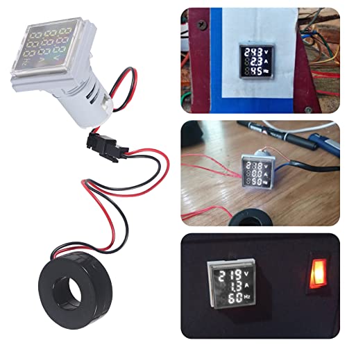 Image of 2PCS 3 in 1 22mm LED Digital Voltmeter Ammeter AC 60-500V 0-100A 20-75Hz AC Current Frequency Meter Indicator Digital Voltage Amp Tester with CT (White)