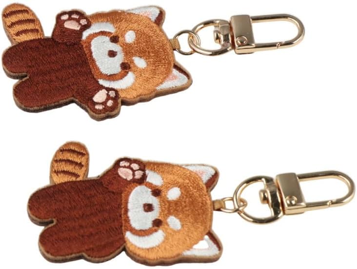 2Pcs Cartoon Red Panda Double Sided Embroidered Keychain, Creative Hanging Ornaments Bag Car Pendant Keychain Gifts - Image 7