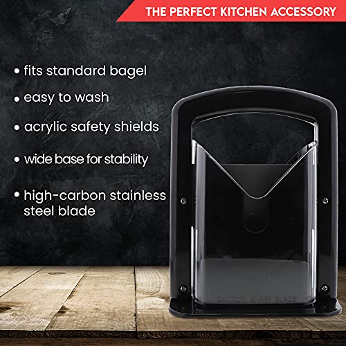 Slyce - Bagel Slicer, Bagel Cutter With Safety Shield And Safe Grip, Bagel Holder For Cutting Large And Small Bagels, Stainless Steel Blade (Black) #TOP2