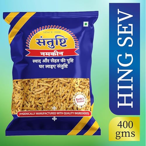 Image of SANTUSHTI NAMKEEN Special Hing Sev 200 g | Spicy & Flavorful Indian Snack with Strong Hing Aroma | Made in Pure Groundnut Oil | Crispy Crunchy Sev for Tea Time, Chaat, Travel & Everyday Snacking