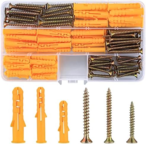 Yibaijia 110 Pcs Screws And Wall Plugs Set,M6 M8 Wall Plugs And Screws