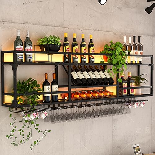 Support pour verre à vin suspendu et étagère à liqueur murale