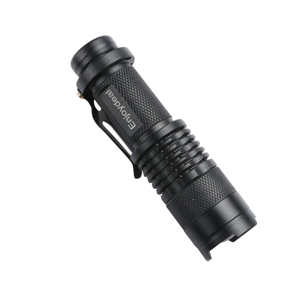 Mini Flashlight LED Q5 1200 Lumens Bright Adjustable Zoom Torch Light for Camping Hiking Hunting Backpacking Fishing Black
