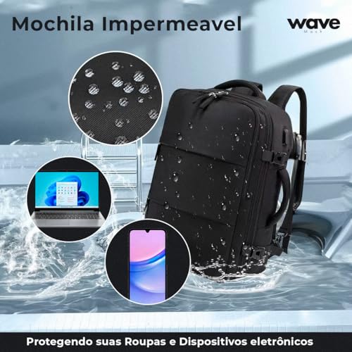 Mochila Expansível Executiva De Viagem Trabalho Faculdade Para Notebook Impermeável - Com Saída USB