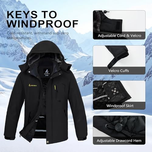Image of Mens Winter Coats Ski Snowboard Jacket Down Waterproof Coat | Warm Jacket, Insulated Jacket, Cold Weather Jacket, Heavy Jackets, Winter Parka, Windproof Coat, Hiking, Camping, Working