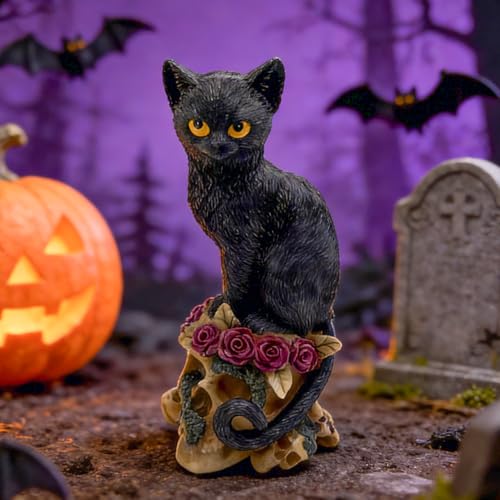 Estatua Gótica Cuervo en Calavera de Resina miniatura 1