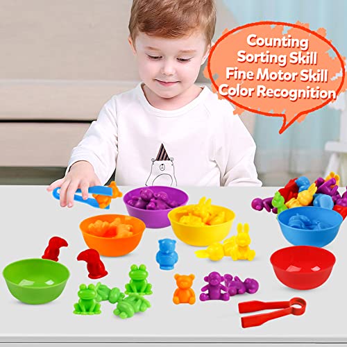 RAEQKS Counting Sorting Toys Matching Stacking Toys With Bowls Preschool Learning Activities For Math Montessori Fine Motor Skills Sensory Animals Toy Sets Gift for Toddlers Kids Boy Girl Aged 3+ Year - Image 6
