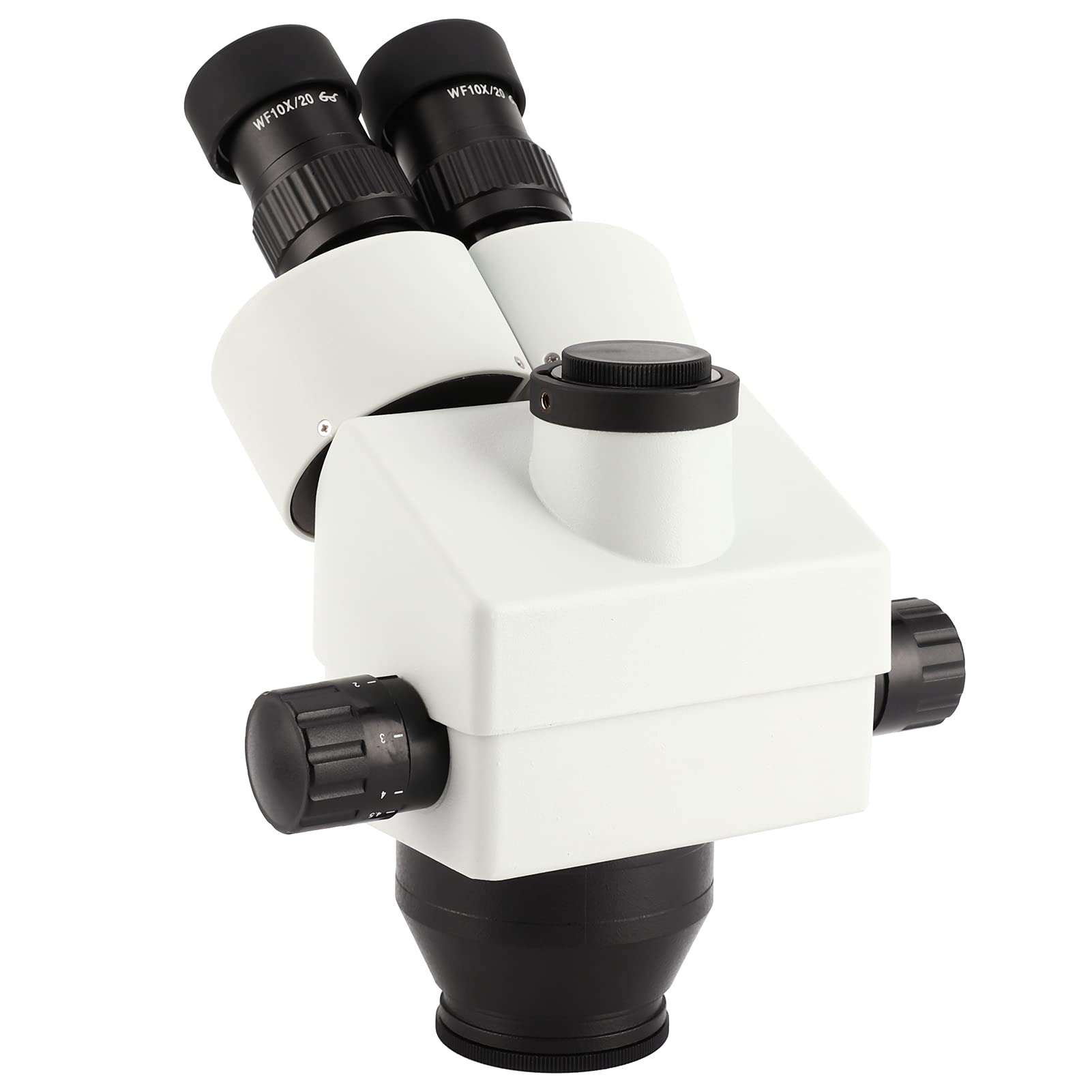 Wakects Lente de Microscopio Trinocular 7X 45X Conjunto de Ocular de Microscopio Estéreo de Vidrio WF10X 20 0.7 4.5X Zoom Cabezal Giratorio de 360 ​​​​Grados para Uso en Fotografía de Inspección de