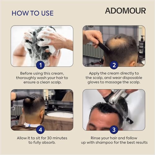 Image of ADOMOUR Hair & Scalp Concealer Cream, 50ml | Covers Grey Roots & Bald Spots Instantly | Sweat Resistant & Stain Proof 24 Hour Formula | Professional & Natural Looking Hair Coverage | For Men & Women (Dark Brown)