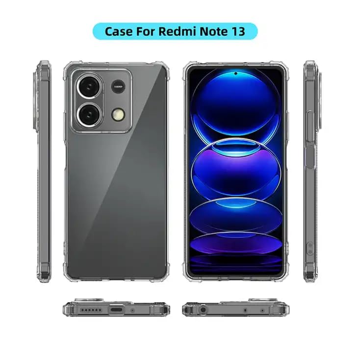 Image of for Redmi Note 13 5G Case, Redmi Note 13 5G Phone Case Clear Transparent Reinforced Corners TPU Shock-Absorption Flexible Cell Phone Cover for Redmi Note 13 5G - Transparent