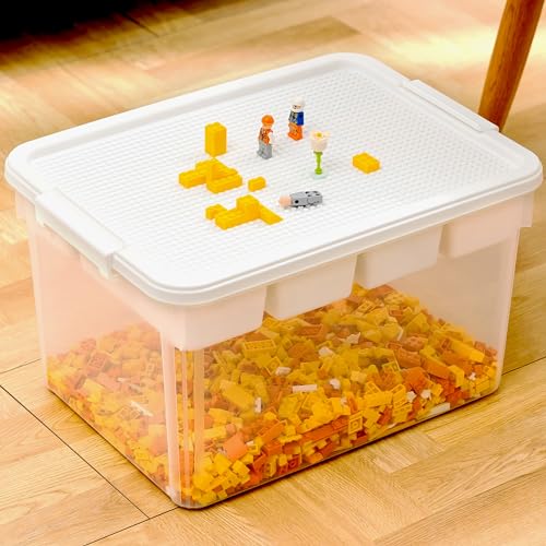 Image of Citylife 32QT Plastic Craft Storage Box Buildable Lid Removable Tray | Craft Organizers and Storage with Build-On Lid for Beads, Tools, Sewing Supplies, Deep Base, Secure Clasp, kids Toy Box