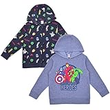 Marvel Avengers Boy's 2-Piece Zip Up Hoodie and Hooded Sweatshirt Set, Grey, Size 7