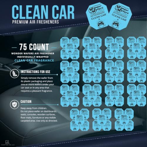 Image of Wonder Wafers 75 Count Air Fresheners Individually Wrapped, Clean Car Fragrance