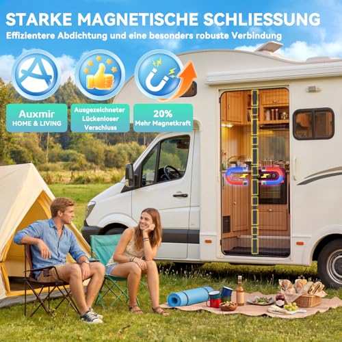 Auxmir Fliegengitter Balkontür Magnet 100x220cm, Prime Insektenschutz Balkontür, Extra Stärkere Magnete Fliegengitter Tür, Verdickt Magnetvorhang ohne Bohren für Balkon Kellertür Terrassentür, Schwarz