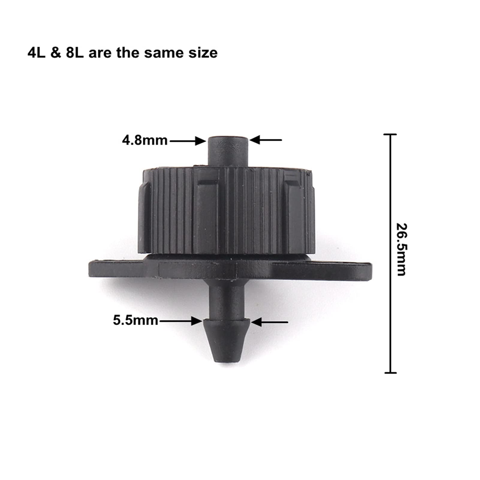 Serra Micro irrigazione a Goccia 100pcs Regolabile Dripper a Flusso 4L / 8L Dripper di compensazione Pressione Dripper agricolo (Color : 4L)